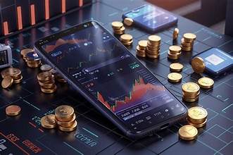 Digital trading charts and cryptocurrency mining hardware in operation.