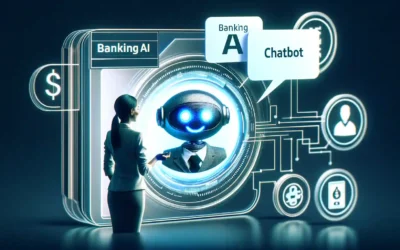 Artificial intelligence system analyzing digital banking data on a futuristic screen