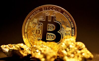 Bitcoin sitting on gold nuggets representing corporate treasury strategy
